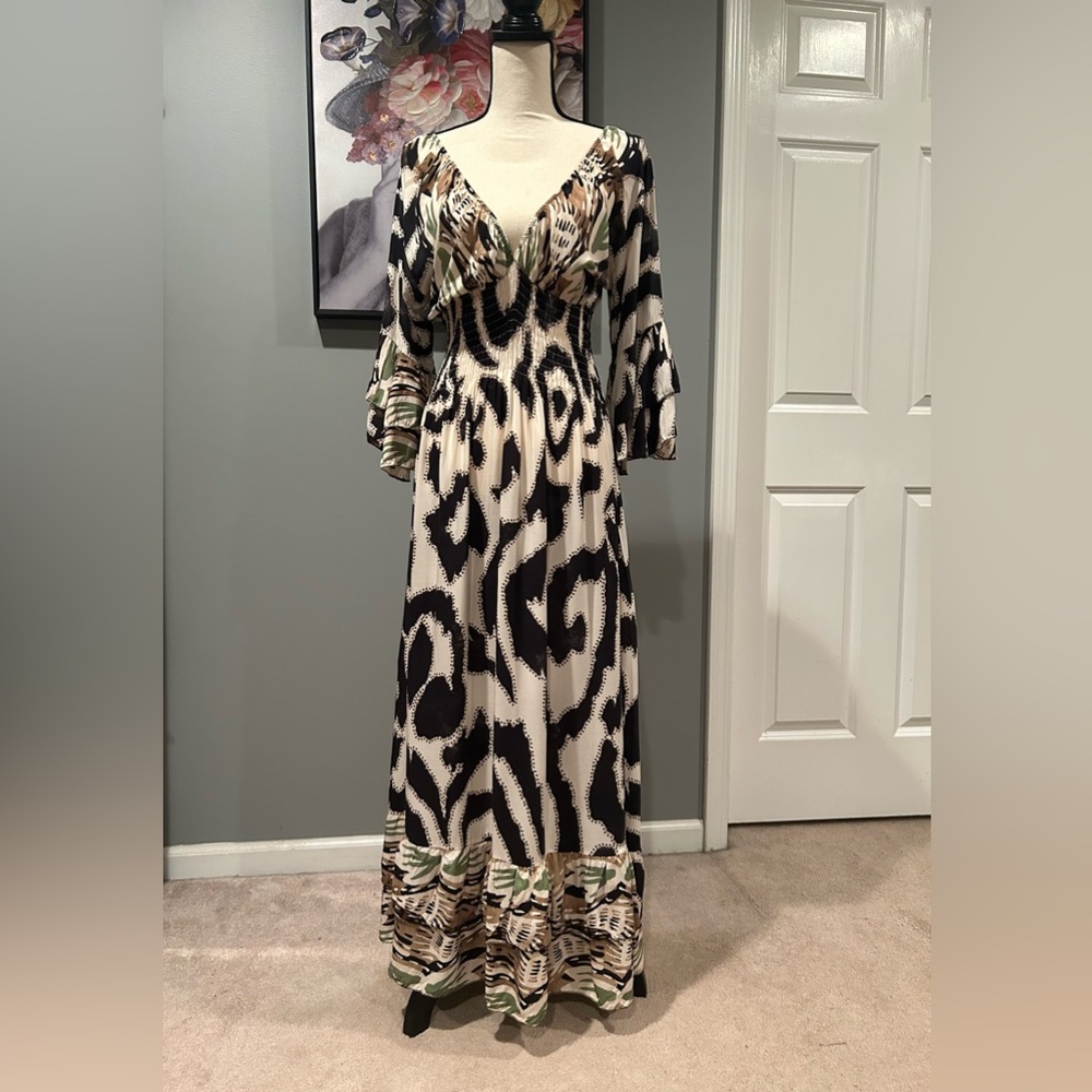 Black and White Animal Print Maxi Dress